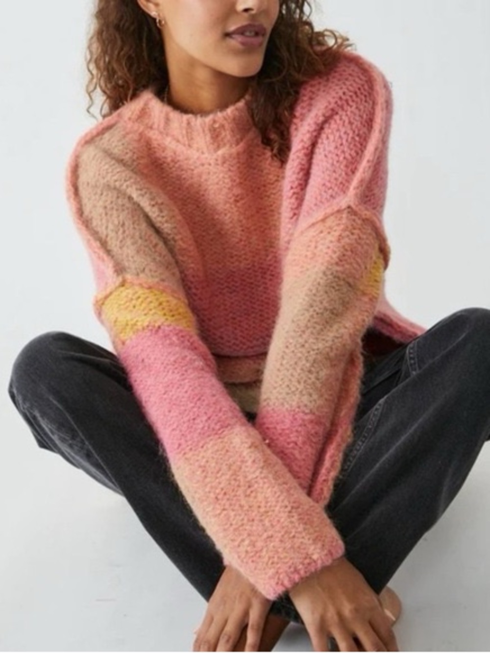 Free People Oversized Multi Sweater Sz S - Picture 3 of 4
